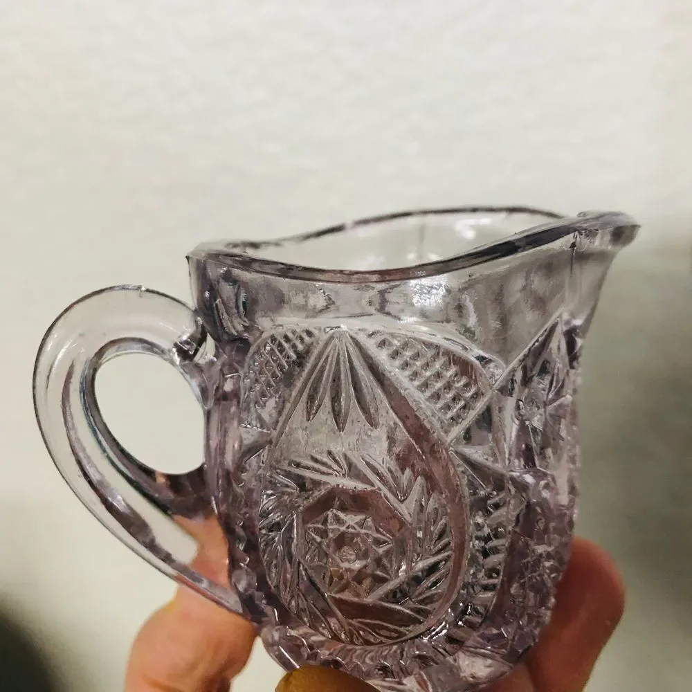 Purple Lavender Glass Cream & Sugar Serving Set